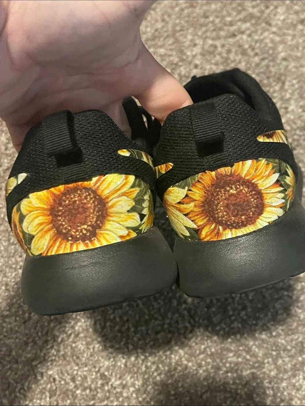 Nike Black Sneakers with Sunflower Swoosh